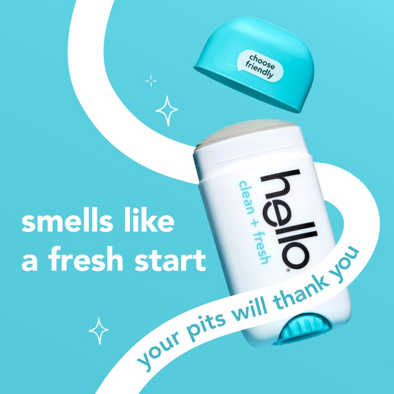 hello Clean and Fresh Aluminum Free Deodorant for Women and Men with Charcoal, 24-Hour Freshness, Baking Soda Free Deodorant, Dermatologically Tested, 2.6 oz Stick (2 Pack) - Image 2