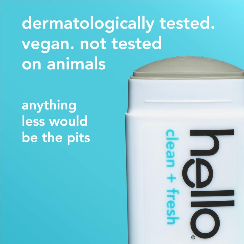 hello Clean and Fresh Aluminum Free Deodorant for Women and Men with Charcoal, 24-Hour Freshness, Baking Soda Free Deodorant, Dermatologically Tested, 2.6 oz Stick (2 Pack) - Image 5