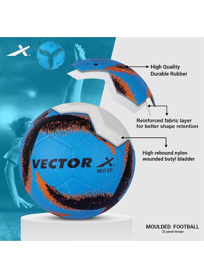 Vector X Neo 2.0 Football – Synthetic Rubber Moulded Soccer Ball, Indoor/Outdoor, Size 5, Sky Black, Durable, Long-Lasting, Includes Pump, Ideal for Training, Matches & Amateur Competitions - Image 2