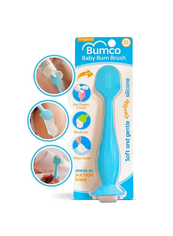 Baby Bum Brush موزع كريم الطفح الجلدي من بومكو للأطفال - ملعقة كريم الحفاضات لدهان المؤخرة - أساسيات حديثي الولادة، مثالي لقائمة هدايا الأطفال، هدايا حفلات استقبال المواليد - أزرق