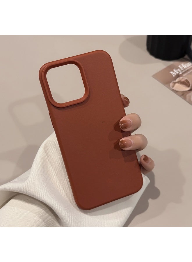 NIBEMINENT Solid Colors And A Minimalist Design Protective TPU Case Cover For iPhone 15, Caramel Red.