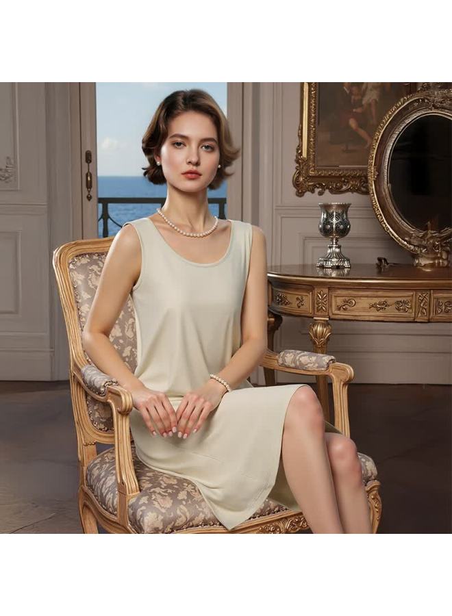 Montagut Modal Vest Women's Loungewear Nightdress Four-season Thin Ice Silk Cool Sleepwear Mid-length Dress - Image 5