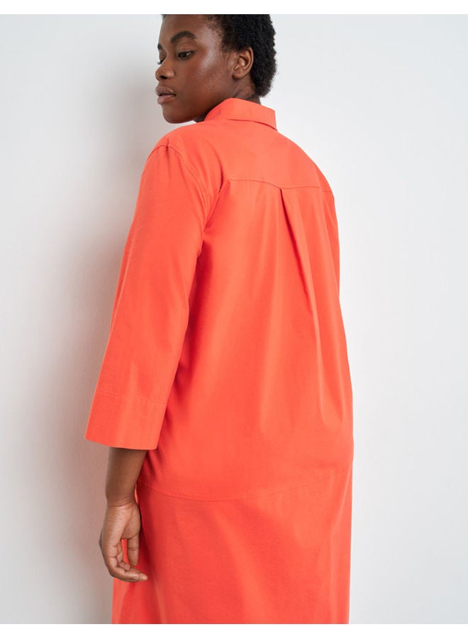 Organic cotton shirt dress with 3/4-length sleeves