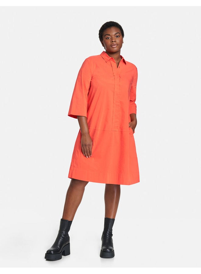 Organic cotton shirt dress with 3/4-length sleeves