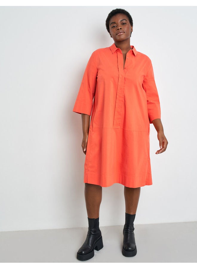 Organic cotton shirt dress with 3/4-length sleeves