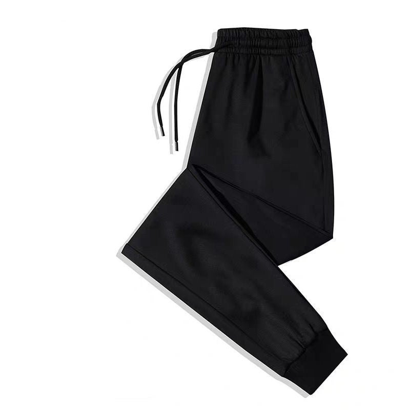 Autumn black work pants mens loose thin kitchen waiter work elastic waist canteen chef plus size pants pure black pants 