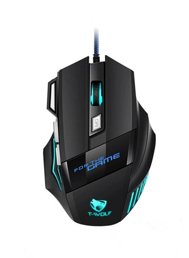 Pro Gaming Mouse - 2400 DPI, 7 Programmable Macro ons, 10 Color-Changing RGB Backlight, 4 Adjustable DPI Levels - Midnight Black - Image 1