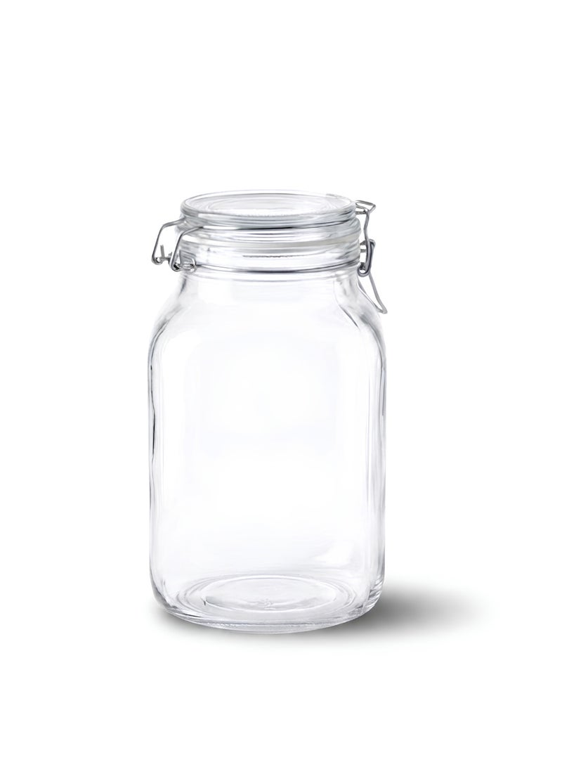 3L Glass Storage Jar with Airtight Clip Lid - Ideal for Rice, Grains, Pasta & Pantry Storage - Image 1