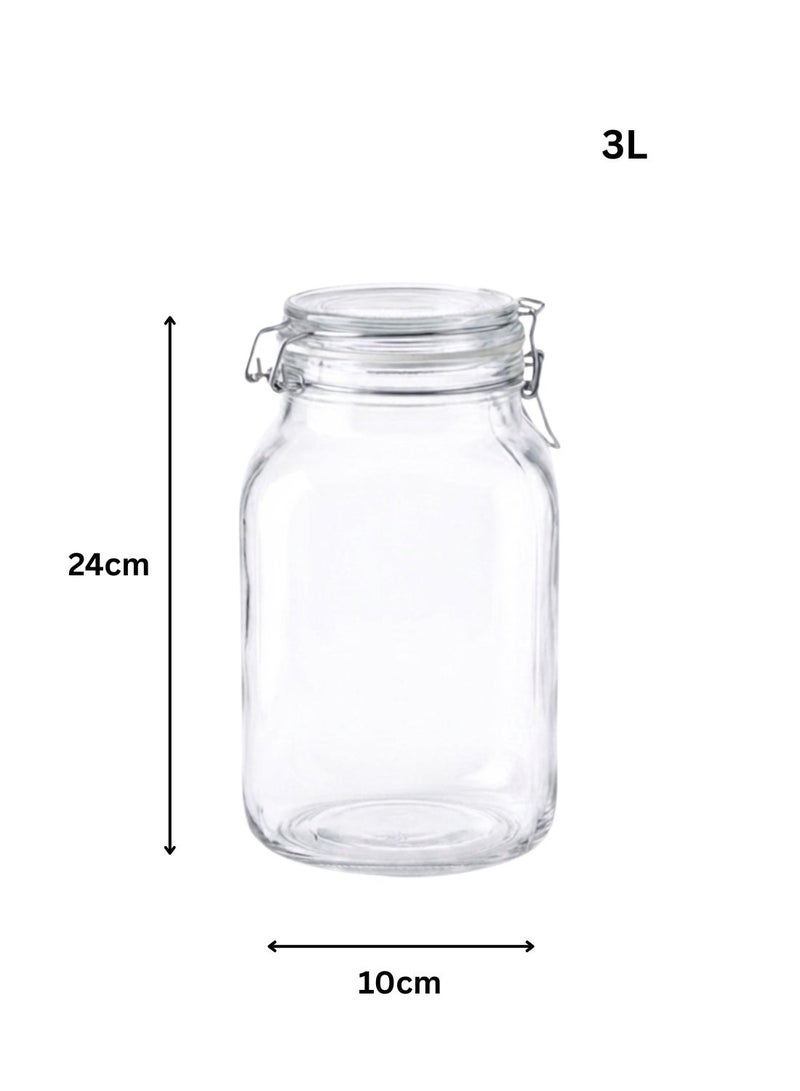 3L Glass Storage Jar with Airtight Clip Lid - Ideal for Rice, Grains, Pasta & Pantry Storage - Image 4