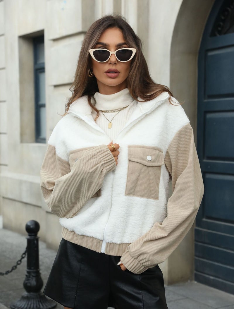 Loose Fit Corduroy Panel Cardigan Jacket - Image 2