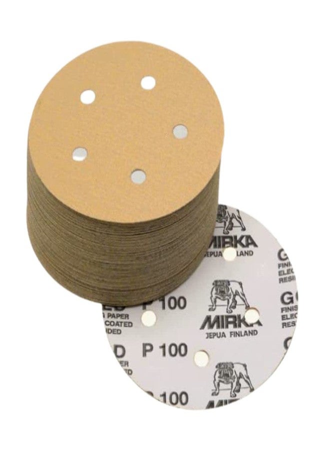 Mirka 23-321-180 5" 5-Hole 180 Grit Dustless Adhesive Sanding Discs - 100 Pack
