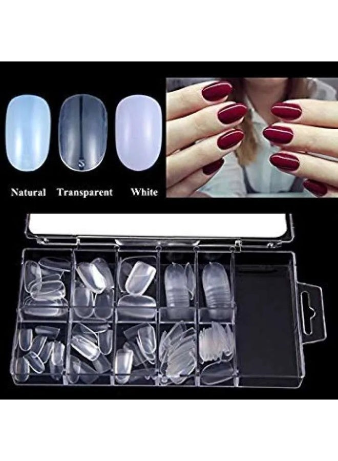 100 Pcs Clear  Nails, Ballerina Fake Nails, Full Cover Acrylic False Nail Tips in 10 Sizes - Image 3