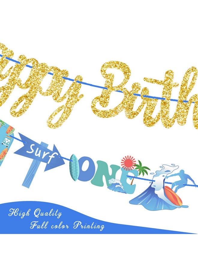 umoni Surfing Birthday Banner 3Pcs Surfing Birthday Party Decorations The Big One Surf Party Decoration Beach Surfboard Cutout Banner for Summer Hawaii Holiday Baby Shower Supplies - Image 4