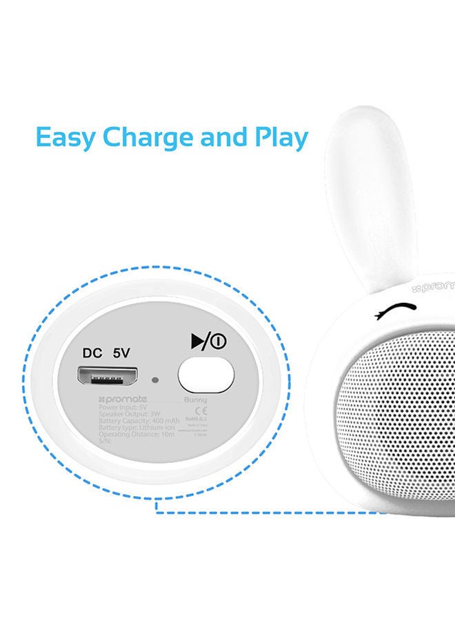 NIBEMINENT Cute Bunny Design Portable Wireless Bluetooth Speaker For Kids White - Image 5
