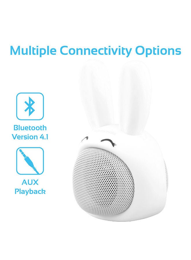 NIBEMINENT Cute Bunny Design Portable Wireless Bluetooth Speaker For Kids White - Image 3