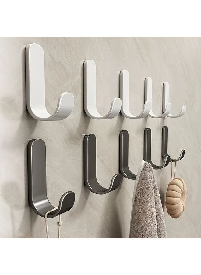 5 Pack White Adhesive Hooks No Drill Wall Mount Coat Hat Hangers Modern Metal Organizer - Image 2