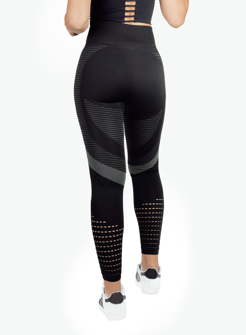 THUGFIT SpinFit High Waist Hollow Leggings - Black - Image 4