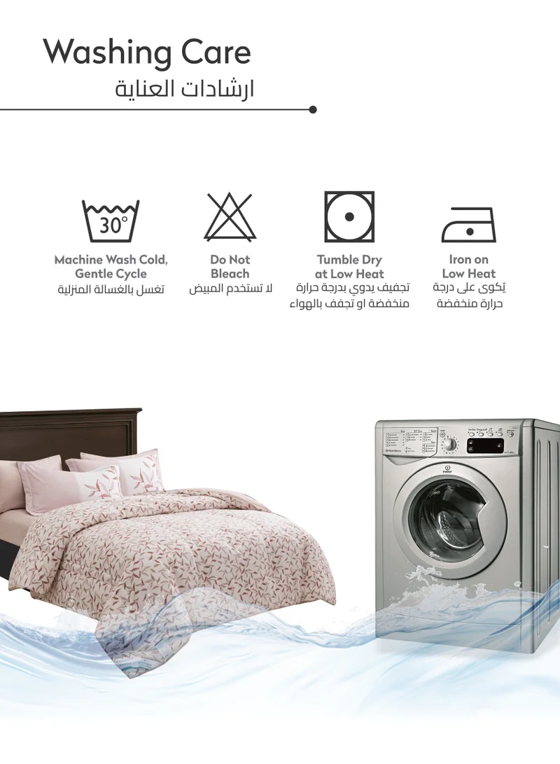 Donetella Printed Comforter Set 4-Pcs Single Size All Season Decorated Reversible Single Bed Comforter Set Fits (140 X 200 Cm)With Super-Soft Down Alterntaive Filing,Pearl
