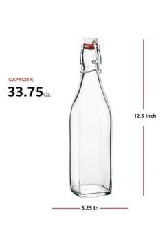 Generic 1L Glass Reusable Swing Lid Water Oil Vinegar Bottle (Set of 6)  - Image 3