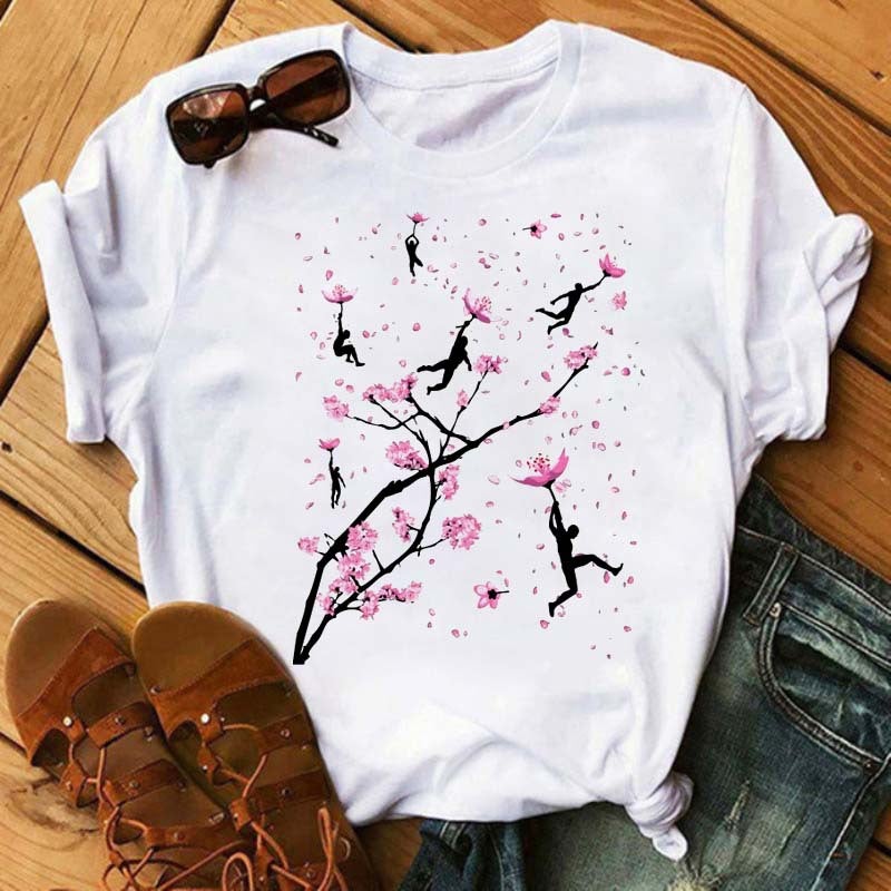 [Same Day Delivery] Cross-Border Supply T-Shirt Printed T-Shirt Women's Short-Sleeved Women's Clothing - Image 1
