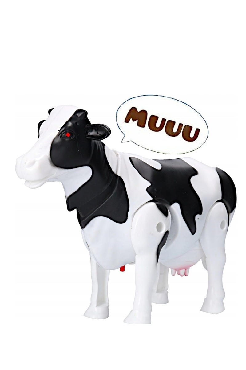 Battery Operated Milk Cow Walking Light and Sound White Black for Kids 3 years & up - Image 1