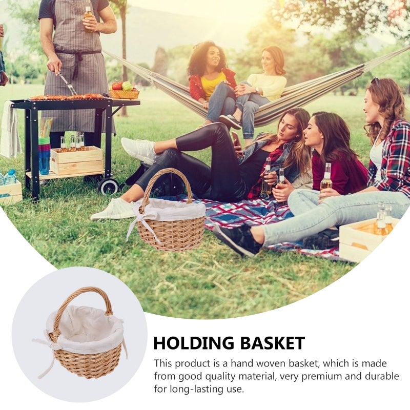 Wicker Woven Flower Basket Handheld Vegetable Rattan Basket Storage Basket - Image 5