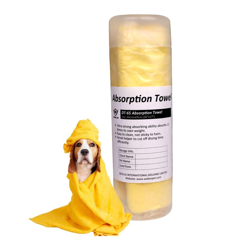 Aeolus 1pc 24 X 7 inches Dog Towel UltraAbsorbent Suitable for Small Medium Large Dogs and Cats Yellow