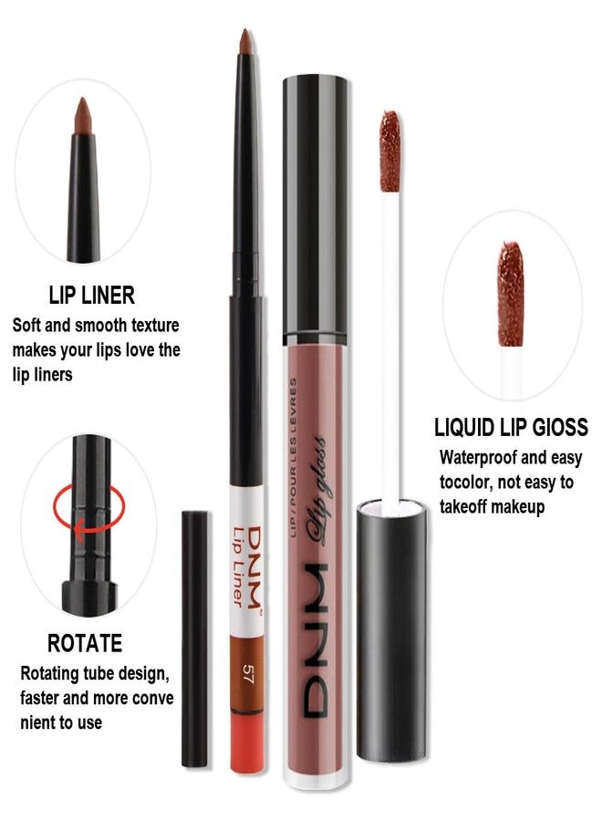 AMY'S DIARY 2Pcs Rosewood Brown Matte Lip Liner and Lipstick Makeup Set, Green Lip Stain Lip Gloss Matt Liquid Lipstick 24H Long Lasting lapiz labiales mate 24 horas originales larga duracion (57#) - Image 3