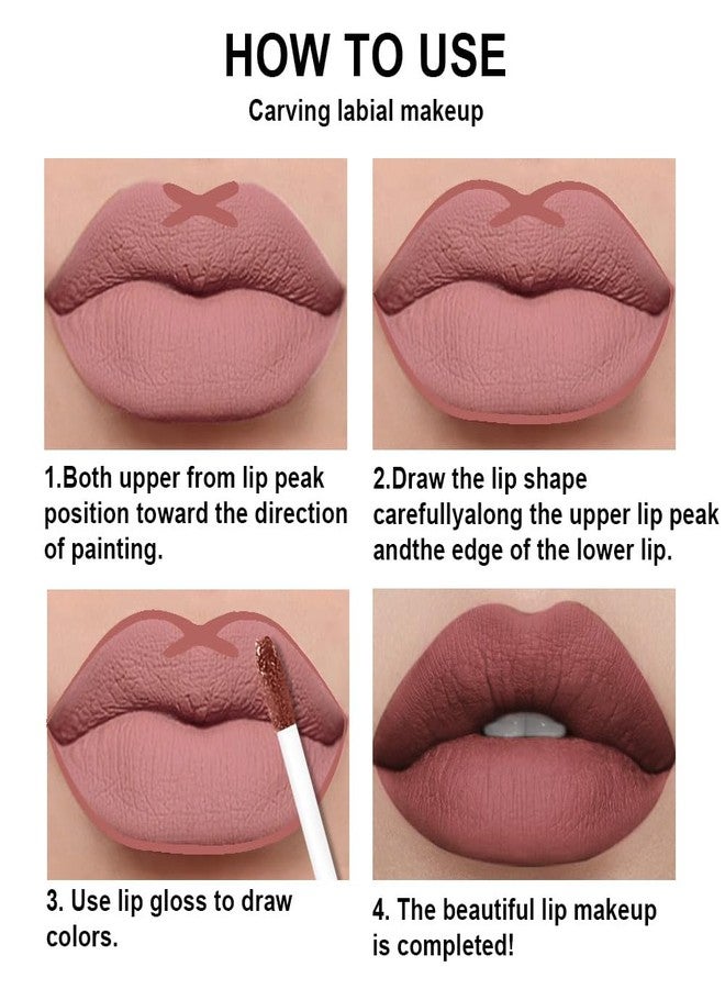 AMY'S DIARY 2Pcs Rosewood Brown Matte Lip Liner and Lipstick Makeup Set, Green Lip Stain Lip Gloss Matt Liquid Lipstick 24H Long Lasting lapiz labiales mate 24 horas originales larga duracion (57#) - Image 4