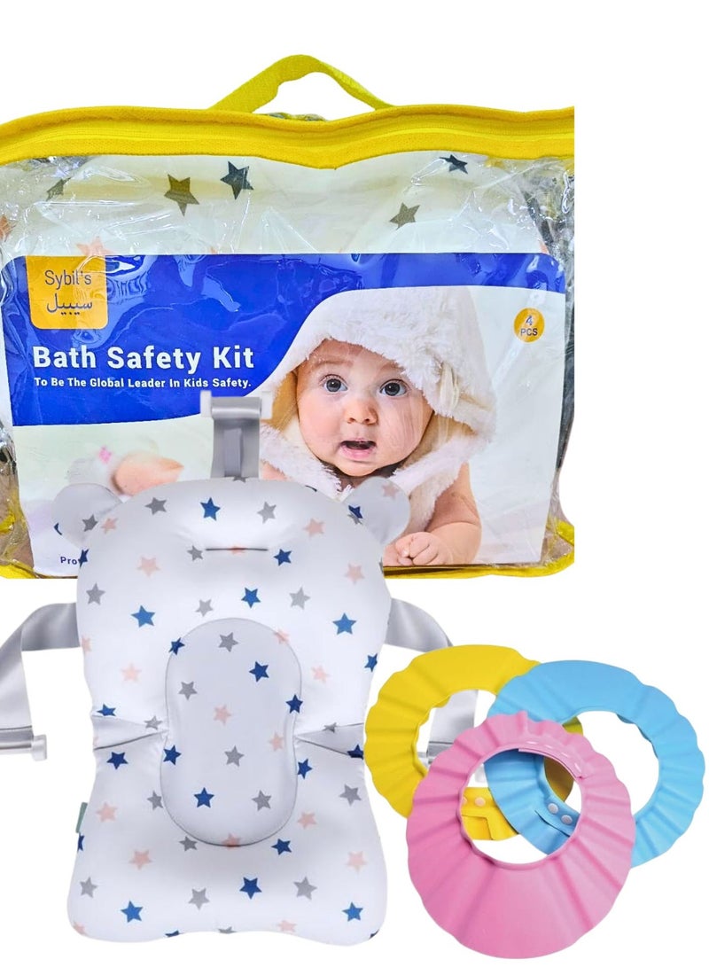Sybil's Baby Bath Safety Kit, Baby Bath Support Pad 1 pcs, EVA Shower Caps, 3 pcs - Image 1