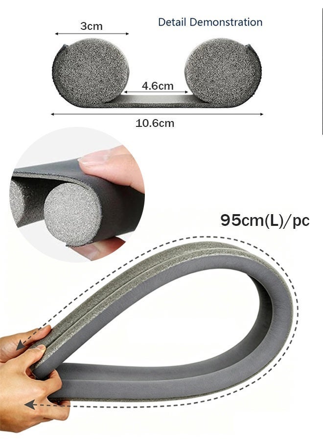 Purrhappy 1/3Pcs Door Bottom Seal Strip 95cm(L), Adjustable Door Draft Air Stopper, Windproof Dustproof Soundproof Bug Insect Protector Blocker, Cuttable Washable Door Gap Filler, Energy Saving Weather Stripping for Bedroom, Bathroom, Office, Home Interior Doors (Grey) - Image 2