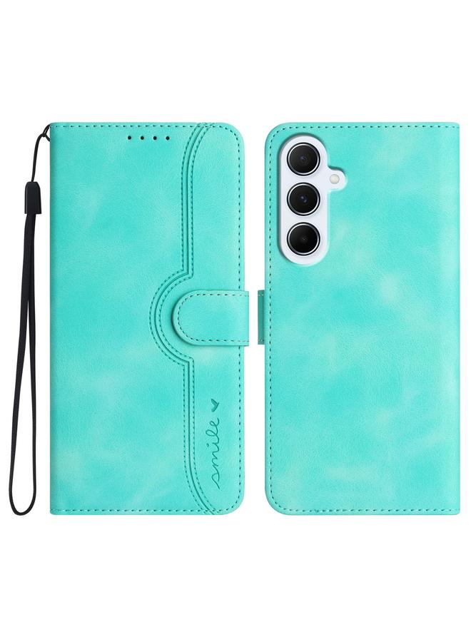 S-TOP Case For Samsung Galaxy A56 5G Heart Pattern Skin Feel Leather Phone Case - Image 1