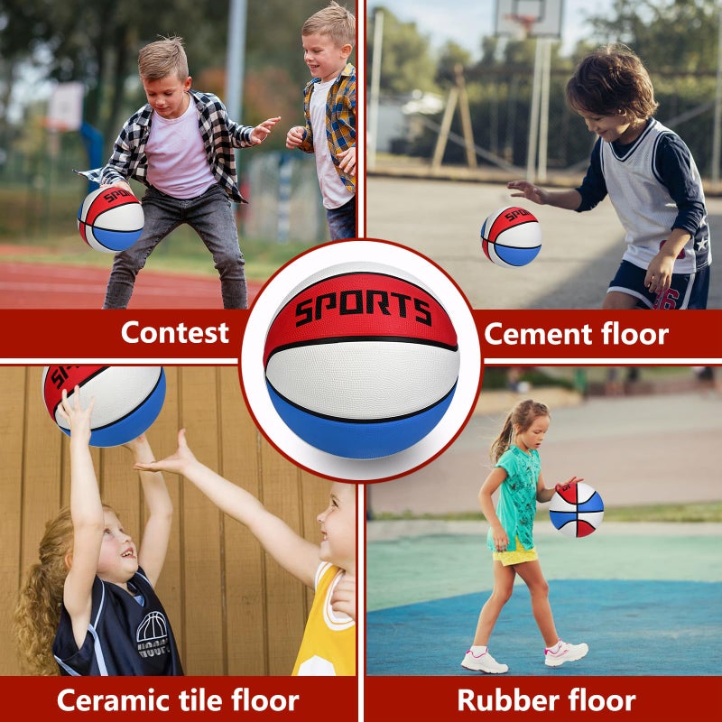 KUYOTQ Kids Toddler Size 3 Small Basketball 22" Thickened Rubber Mini Basketball Soft Touch in & Outdoor for Boys Girls Gifts (Deflated,Red White Blue) - Image 5