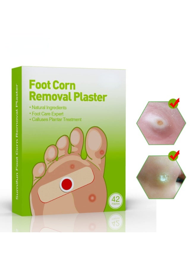 إزالة الذرة تخفيف العلاج علاج الذُرة علاج الألم والقدم الحد الأقصى للقوة خطوة واحدة Plantar Wart Remover Foot Pads, 42Count. - Image 1
