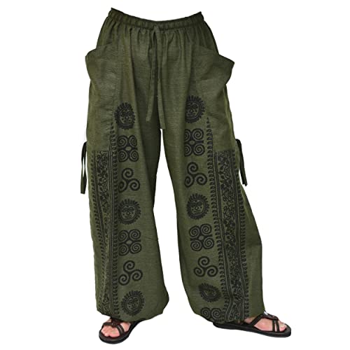 Siamrose Casual Yoga Harem Pants Men Women Baggy Lounge Trousers, 2 Pockets Adjustable Length Olive - Image 1
