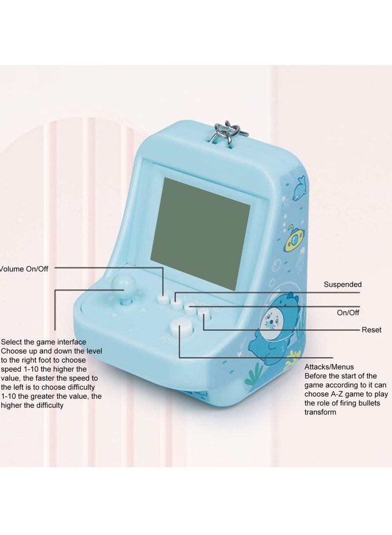SYOSI Mini Game Console, Tiny Arcade Machine with Keychain 26 Classic Games Mini Game Console for Children (Blue) - Image 5