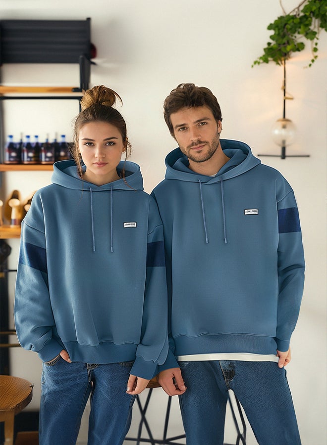 trendyol Oversize/Wide Cut Labeled Color Blocked Fleece Inside Sweatshirt TMNAW24SW00128 - Image 1