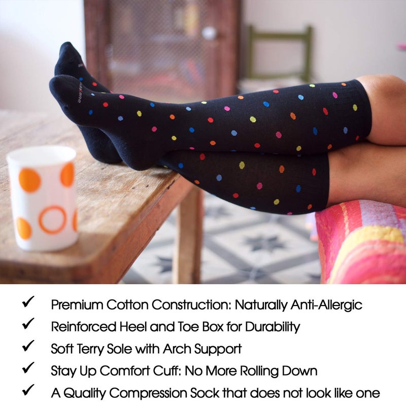 SocksLane Cotton Compression Socks, 15â€“20 mmHg Graduated Support, Knee-High Medical Compression (Berry Stripes M/L) - Image 2