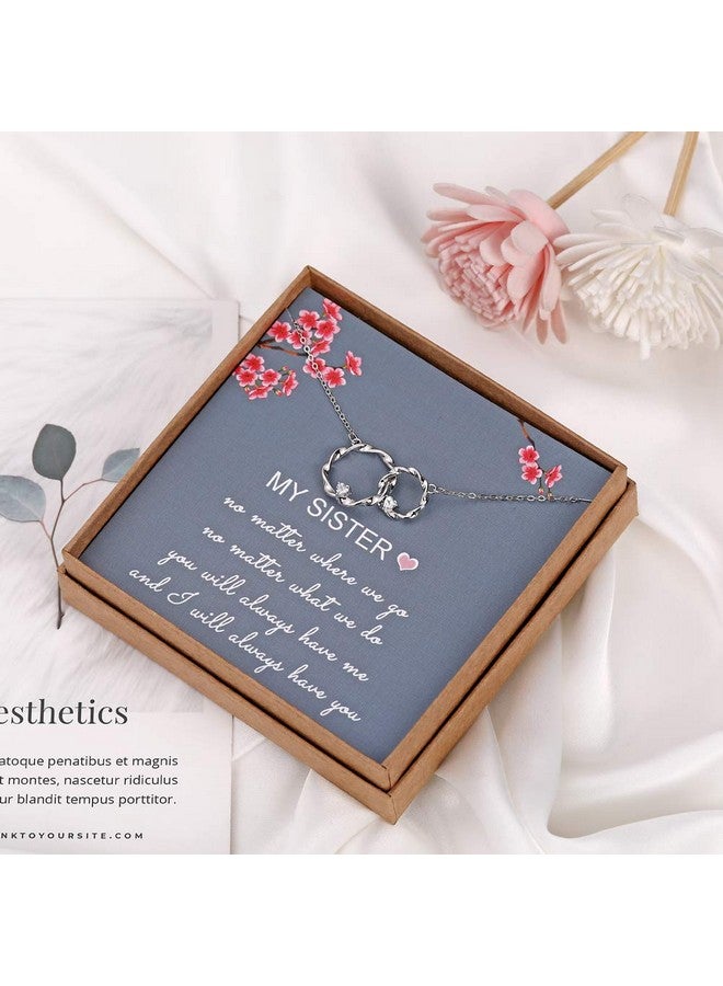 AnalysisyLove Sister Gifts from Sister, Sterling Silver Interlocking Infinity 2 Circles Necklace for Sisters, Big Sister Little Sister Gift, Birthday Jewelry Friendship Gifts - Image 2