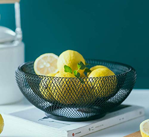 Cq acrylic Metal Wire Fruit Basket,Large Round Storage Baskets for Bread,Metal Wire Bread Fruit Bowl Vegetable Stand Holder for Snacks,Modern Fruit Bowl Decorate Kitchen Counter,Black - Image 5