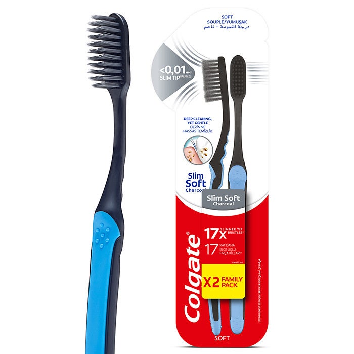 Colgate Slim Soft Charcoal Toothbrush - 2 Pack