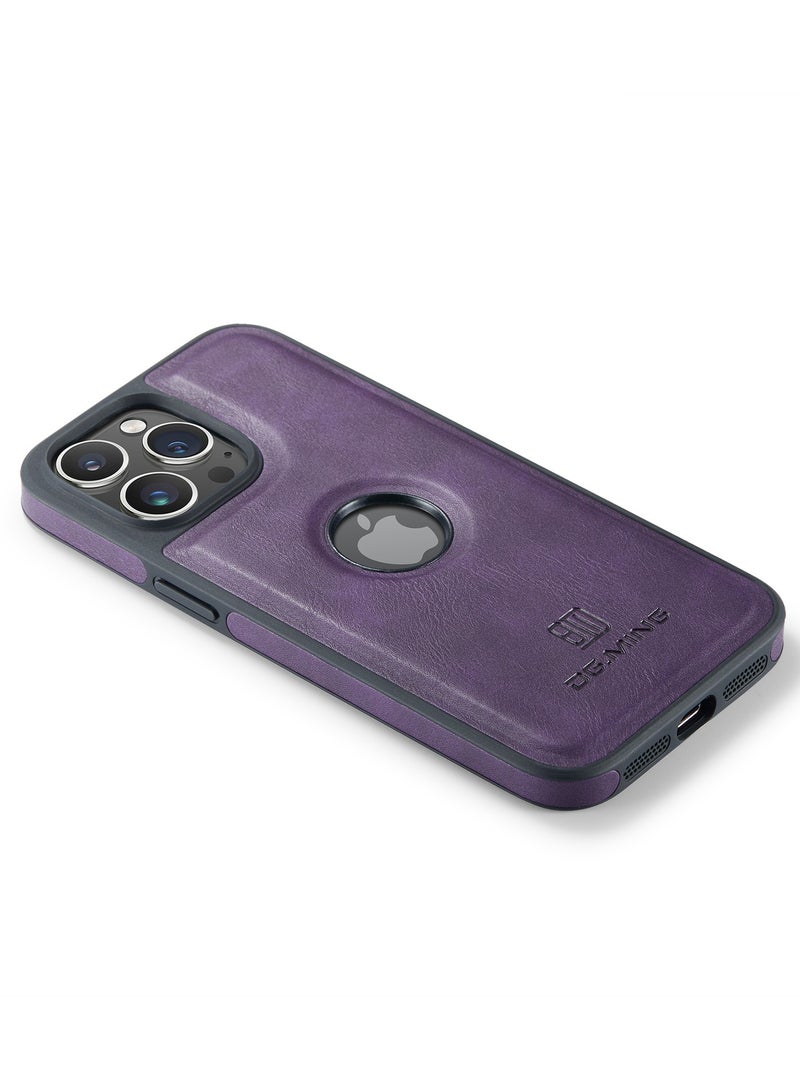 DGMING Case Cover Premium Leather Back with Logo CutOut Shockproof Compatible with Iphone 12 Pro Max (Purple)  - Image 3