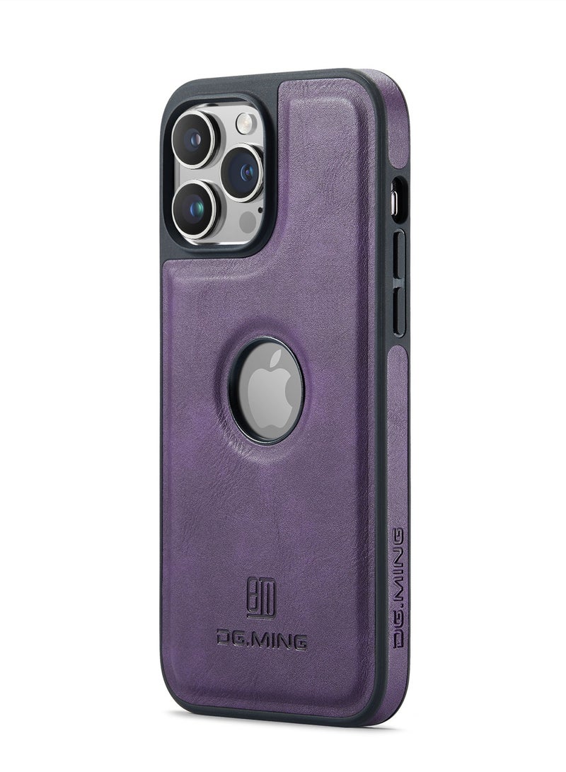 DGMING Case Cover Premium Leather Back with Logo CutOut Shockproof Compatible with Iphone 12 Pro Max (Purple)  - Image 2