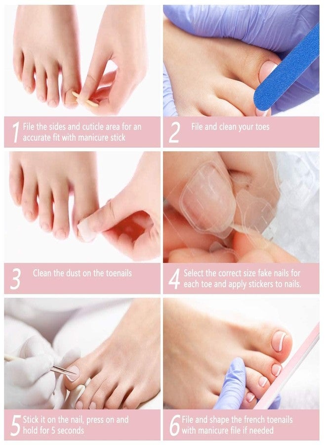 FITVERT 24 Pcs Toe Nails Artificial Short Press On Toe Nails for Women Fake Foot Nails French Nails with Glue Stick on Toe Nails for Women - Image 4