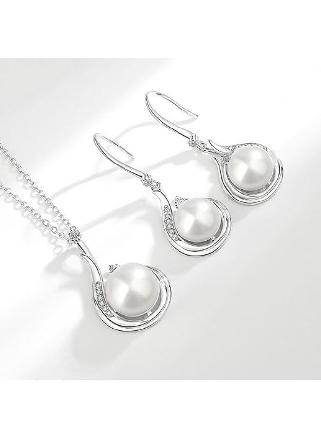 DUNISO Pearl Drop Earring for Women, Hypoallergenic Celtic Knot Zirconia Dangle Earring Good Luck Irish Flower Earrings, Fashion White Pearl Hook Earrings Bohemian Jewelry Gifts for Women Mother - Image 3