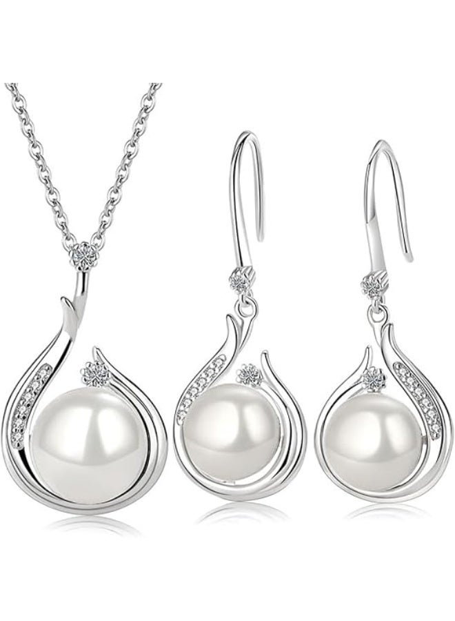 DUNISO Pearl Drop Earring for Women, Hypoallergenic Celtic Knot Zirconia Dangle Earring Good Luck Irish Flower Earrings, Fashion White Pearl Hook Earrings Bohemian Jewelry Gifts for Women Mother - Image 5