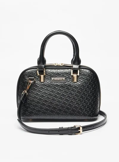 سيليست Monogram Embossed Tote Bag with Detachable Strap and Zip Closure
