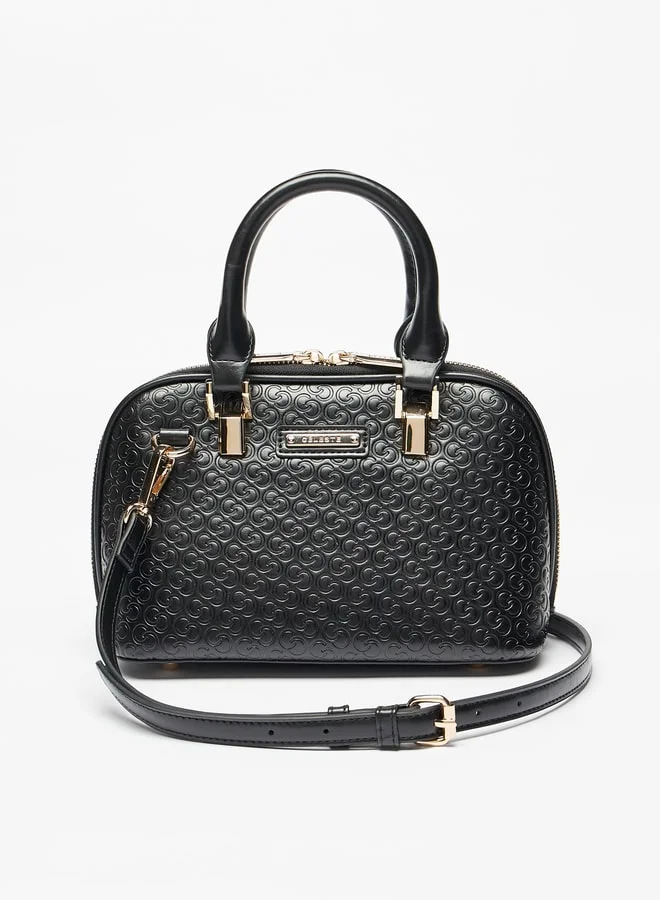 سيليست Monogram Embossed Tote Bag with Detachable Strap and Zip Closure