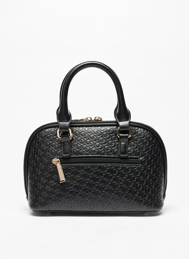 سيليست Monogram Embossed Tote Bag with Detachable Strap and Zip Closure