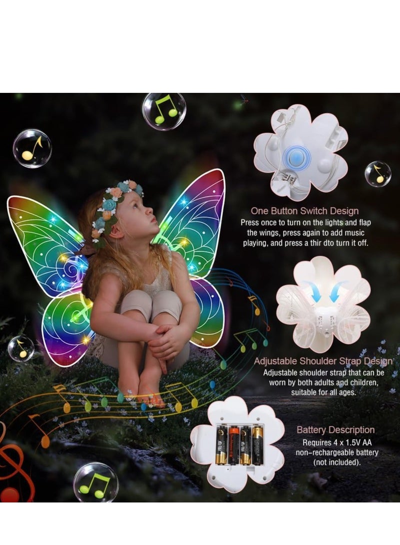 Fairy Butterfly Wings for Girls, with Music LED Light Adjustable Shoulder Strap Princess Kids Children Birthday Party Cosplay - Image 5